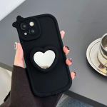 Silikoonist peegli Bowknot Bracket telefoni&uuml;mbris iPhone 15 14 13 12 11 Pro Max pehme TPU kate jaoks iPhone 11 must