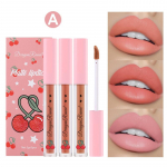 Velvet Matte Cherry Lip Glaze Not Dipped Cup Kolm huulepulga huulepulga komplekti A-3PCS