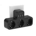 TESSAN EU seinakontakti pikendusadapter, millel on 3 vahelduvvoolu pistikupesa, 2 USB-porti ja 1 C-t&uuml;&uuml;pi, 6-&uuml;hes mitme pistikuga toitejuhe kodu jaoks 3 Outlets and 3 USB Ports hall v&auml;rv