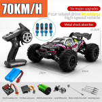 Uus Rc Car Off Road 4x4 suure kiirusega 75 km/h kaugjuhtimispuldiga auto LED-esituledega Harjadeta 4WD 1/16 Monster Truck m&auml;nguasjad poistele kingitus 1  battery punane