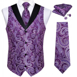 Klassikaline vestilips Paisley siidist kootud retro vest kikilips Hanky ​​mansetin&ouml;&ouml;pide komplekt 2XL