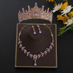 Pruudikrooniga peakate, kolmeosaline komplekt Rhinestonest peapael S&uuml;nnip&auml;evakroonikaelakee Pulmaaksessuaarid Juuste aksessuaarid