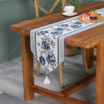 Lauajooks s&ouml;&ouml;gilaua jaoks Tikand Lilledega tutt Klassikaline Luksus Kaasaegne Elegantne Lauajooksjad Pulmakaunistuslaud 35x150cm sinine