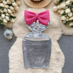 Seksikas, l&auml;ikiv, &otilde;lgadest eemaldatud vibu, l&otilde;hestatud libisemiskleit &Scaron;ikk seksikas vintage &otilde;htupeokleit Naiste &otilde;huke pliiatsiga vestid S roosa