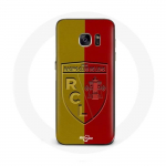 Samsung Galaxy S6 &uuml;mbris rcl objektiiv Logo kollase ja punase taustaga