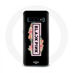 Coque pour Samsung Galaxy S10 Blackpink Groupe de K-pop Logo Noir Rose Fond Noir