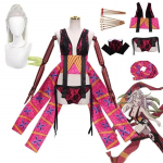 Anime Demon Slayer Daki Cosplay Kost&uuml;&uuml;m Parukas Peakatted Kimetsu No Yaiba Seksikas vormiriietus T&uuml;drukud Naiste Halloweeni peo karnevali komplektid L-(Full set+wig)