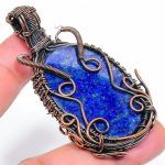 Natural Lapis Lazuli Gemstone Handmade Copper Wire Wrap Pendant 2.56 q2p97