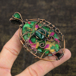 Spiny Oyster Gemstone Handmade Copper Wire Wrap Gift Jewelry Pendant 3.62 o9z44