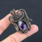 Natural Sage Amethyst Gemstone Handmade Copper Wire Wrap Pendant 2.17 v5l15