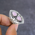 Natural Rose Quartz Gemstone Handmade 925 Sterling Silver Ring Size 8.5 u1i18