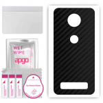 apgo Protective Skin Sticker for the back compatible with Motorola Moto Z2 Force, Wrap Film, Foil, Vinyl - Pattern Carbon Black