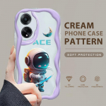 Armas koomiksimustriga kreemjas tekstuuriga korpus, lainelise servaga pehme silikoonkaanega telefoni&uuml;mbris OPPO Reno Realme jaoks OPPO A15 valge