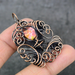 Natural Mosaic Jasper Gemstone Copper Wire Wrap Gift Jewelry Pendant 2.17 f6m64