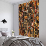 Libliklillega seinavaibad India kunst rannar&auml;tik Boheemi ps&uuml;hhedeelne madrats Magamistoa sisekujundus 275x180CM