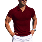 Meeste lihase V-kaelusega polos&auml;rgid Slim Fit l&uuml;hikeste varrukatega golfi T-s&auml;rgid, soonikkoes, pehmed t-s&auml;rgid, suvine kraega pullover meestele hingavad T-s&auml;rgid S