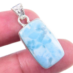 Natural Republic Larimar Gemstone 925 Tahke Sterling H&otilde;bedast Ripats 1,25'' p7q85 white