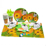 16 Guest Jungle Tableware Photo Props animals Supplies Shower boys and girls