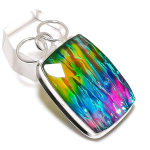 Natural Dichroic Glass Gemstone 925 Sterling Silver Jewelry Pendant 1.93 i8y90