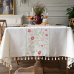 Embroidery Anglicanum tutiga laudlina, puuvillane linane tolmukindel laudlina, k&ouml;&ouml;ki, s&ouml;&ouml;gituppa, kodupeo lauaplaadi dekoratsioon 90x90cm