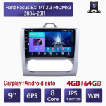 9-tolline 2-din autoraadio Ford Focus EXI MT 2 3 Mk 2 jaoks 2004&ndash;2011 Multimeedia videopleier Navigatsioon Android Auto 2 Din 4+64GB,A