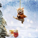 Uus tasapinnaline 2D j&otilde;ululooming Kung Fu Cat j&otilde;ulude kodu auto ripats J&otilde;ulupuu kaunistused akr&uuml;&uuml;list lame ripats Rahakoti ripats