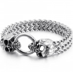 Gooti stiilis topelt pealuu meeste k&auml;ev&otilde;ru roostevabast terasest ketiga Meeste v&otilde;luk&auml;ev&otilde;rud Steampunk skelett Ehted k&uuml;lalistele kingitused 21CM h&otilde;be