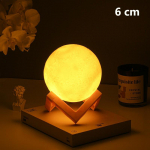 3D Moon Night Light Laetav kuulamp Magamistoa LED-laualamp Soe valgus Voodivalgusti Laualamp Kodukaunistus 6*6*6cm