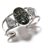 Lodolite Quartz Gemstone 925 Sterling Silver Cuff Bangle Adjustable u8b82