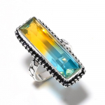 Bi-Color Tourmaline Gemstone Handmade 925 Sterling Silver Gift Ring Size 9 u2q87