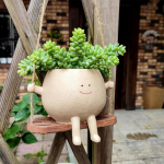 Swing Flower Pot Resin Smiling Face Planter Pot Loov seinale riputatav istutusmasin sise&otilde;uetaimedele Aiatarvikud 4.33*3.11*5.43inch
