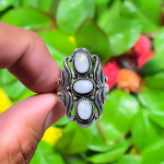 Natural Rainbow Moonstone Gemstone 925 Sterling Silver Ring Size 9.5 k0o02
