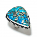 Natural Copper Blue Turquoise Gemstone 925 Sterling Silver Ring Size 10 i7o33