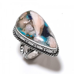 Natural Spiny Oyster Gemstone Handmade 925 Sterling Silver Ring Size 6 w7h31