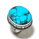 Natural Tibetan Turquoise Gemstone 925 Sterling Silver Gift Ring Size 9 v7f64