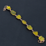 Yellow Sapphire Natural Gemstone Handmade Copper Jewelry Bracelet 7-8 q7z61