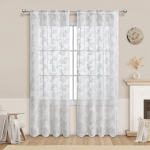 Valge libliktikandiga kardinad, pitsist l&auml;bipaistev ukseakna jaoks Elegantne v&auml;ljam&otilde;eldud tuba Pulmad Butterfly Sheer kardinad varraste tasku sise&otilde;ue jaoks 2 paneeli 100X130cm-2pcs