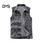 Meeste teksavest vest rev varrukateta klapiga taskud vesti mantel rebenenud augud &uuml;herealine k&otilde;rge t&auml;nava stiilis teksavest XL B