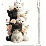 Uus lame 2D kreemikassi akr&uuml;&uuml;lripats, auto tahavaatepeegli ripats, armsad mustvalged kassipoegade ehted, seljakoti ripats, v&otilde;tmehoidja ripats.