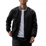 Meeste vabaaja Jacquard Bomber jakid Kerge istuv jope Moodne T&otilde;mblukuga mantli taskud S&uuml;gisesed t&auml;navar&otilde;ivad meestele S must