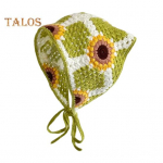 Prantsuse stiilis boheemlaste peapael heegeldatud lilledega pitsiga kolmnurkne pear&auml;t Halloweeni stiilis kudumine bandaan juuste aksessuaar roheline