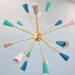 16 Haruga Kohandatav Mitmev&auml;rviline Itaalia Messingist Sputnik LagiL&uuml;hter 1950ndate Stiilis Valgusti Ikooniline T&ouml;&ouml;stuslik Messingist Sputnik Lamp 24 Diameter kuldne