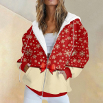 Naiste mood vabaaja j&otilde;ulutr&uuml;kiga pikkade varrukatega dressipluus tasku jakk T&otilde;mblukuga kapuutsiga mantel S sinine