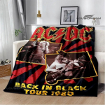 Rockb&auml;nd AC/DC retrotr&uuml;kiga flanellist soe pleed piknikutekk voodikate viskepleed voodipesu S&uuml;nnip&auml;evakink 40x50in
