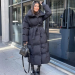 L&otilde;dvad Parkad Naiste Mood &Uuml;hev&auml;rvilised Kaetud N&ouml;&ouml;biga Mantlid Naiste Elegantne Lipsuv&ouml;&ouml;ga Pikad Puuvillased Joped Naistele S must