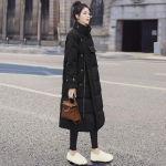 P&uuml;stkrae Tuulekindlad Mantlid Talv Naised N&ouml;&ouml;bid Suured Taskud Pikk Parka Paksendatud Soojem Puuvillane Jakk Korea Puhvjakk XL must