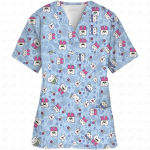 Naiste &otilde;e vormiriietus Multikas 3D Prindi V-kaelusega tasku Meditsiiniline vormiriietus Kawaii Cartoon &otilde;de &Otilde;de Koorikud Topid Uniforme enfermera 4XL