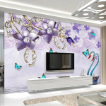Seinatapeet 3D Luksuslik Luik Lilled Ehted Seinamaaling Elutoa Televiisor Diivan Magamistoa Kodukaunistus Tapeet 200 cm(W) x 140 cm(H)