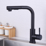 Mattmust k&ouml;&ouml;gisegisti allat&otilde;mmatava pihustiga, &uuml;he k&auml;epidemega, roostevabast terasest k&ouml;&ouml;givalamu kraan, vastupidav k&ouml;&ouml;givalamu kraanikauss matt must v&auml;rv