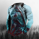 Vintage Genie Ghost 3D Print Summer Men's Round Neck T-shirt Casual Long Sleeve T-Shirt Oversized Pullover Fashion Men Clothing S